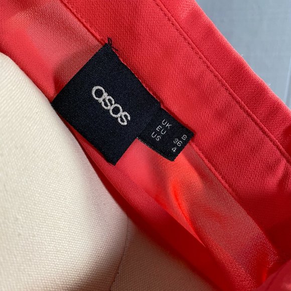 ASOS Hot Pink Semi Sheer Cropped Pleated Top Shirt - Picture 6 of 6